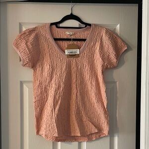 Kori Peach Textured Puff Sleeve Blouse